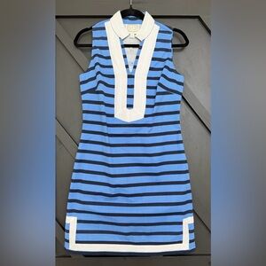 NWT Sail to Sable Blue & Navy Stripe Sleeveless Shift Dress, Size Small